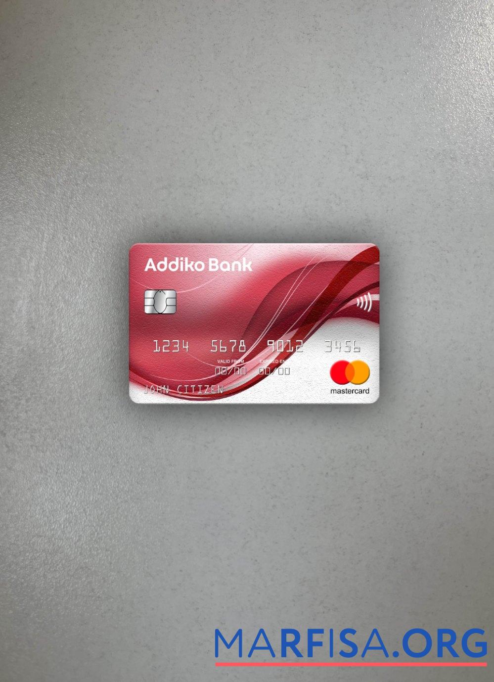 Downloadable Montenegro Addiko Bank mastercard photolook front download for verification